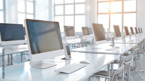 Wallpaper Mural Modern computer lab with bright windows and white desks. Torontodigital.ca