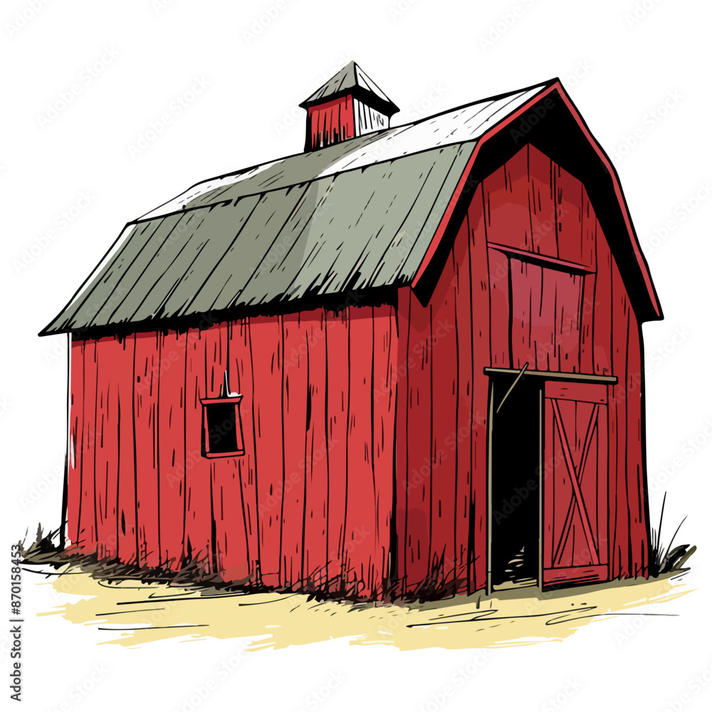 Farmer red barn house illustration Farmer red barn house illustration