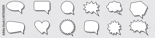 Speech Bubble set. Talk bubble. bubble text, chatting box, message box, Blank empty Cartoon balloon word design. thought balloons