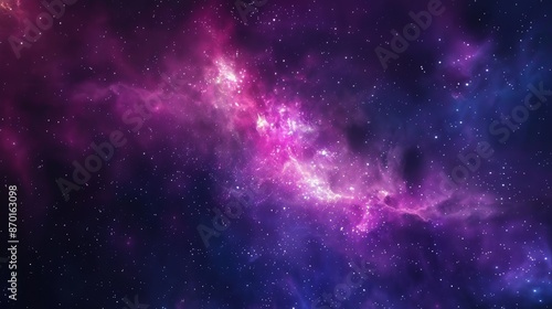 Stunning cosmic nebula with vibrant pink and purple hues, star clusters, and a serene, ethereal celestial backdrop. Perfect for space-related content.