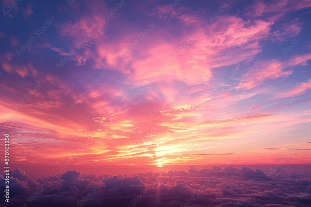 Sunset Sky with Pink and Purple Colors and Clouds - Banner Design Sunset Sky with Pink and Purple Colors and Clouds - Banner Design