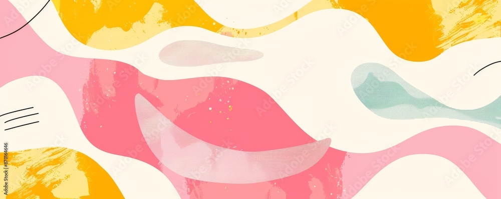 Abstract artistic wave design with yellow, pink, and orange colors creating a modern dynamic background Abstract artistic wave design with yellow, pink, and orange colors creating a modern dynamic background