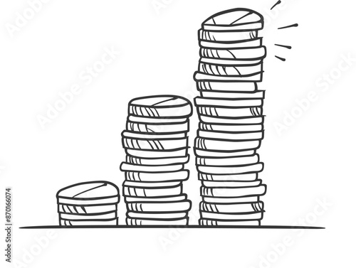 Evolving Wealth: A Continuous Line Drawing Depicting the Gradual Accumulation of Value Through Diligence and Thrift