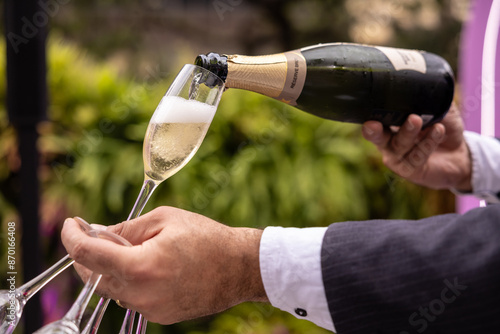 champagne pouring into a glass