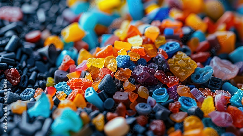 Environmental Impact: Microplastics Pile Close-Up Environmental Impact: Microplastics Pile Close-Up