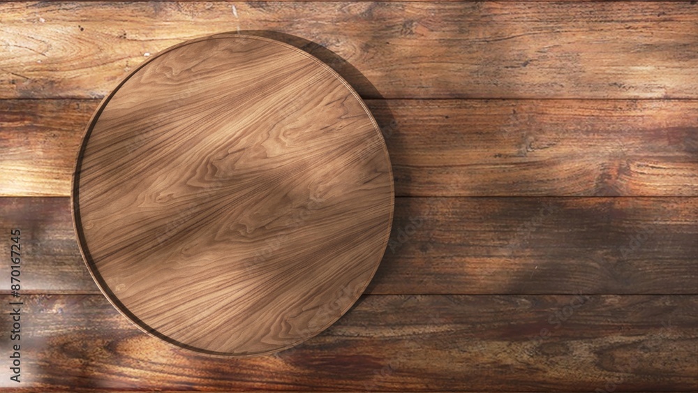 Top view of brown wooden tray podium in dappled sunlight, tree foliage shadow on wood plank for luxury organic cosmetic, skincare, body care, beauty, fashion product background 3D Top view of brown wooden tray podium in dappled sunlight, tree foliage shadow on wood plank for luxury organic cosmetic, skincare, body care, beauty, fashion product background 3D