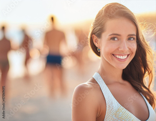Happy Woman Enjoying Summer at the Beach