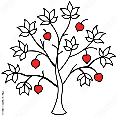 Lovely Coloring Pages of Apple Trees in Vector Format