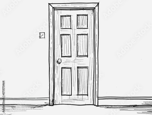 Cautious Observer: Doorway Peephole Offering Insight Before Entering Unknown Territory