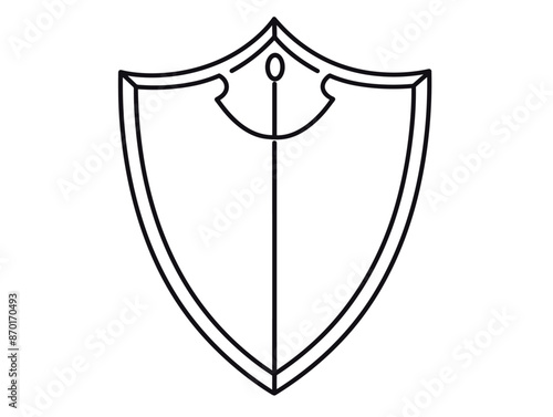 Minimalist Shield Drawing: One-Line Outline Depicting Defense and Protection
