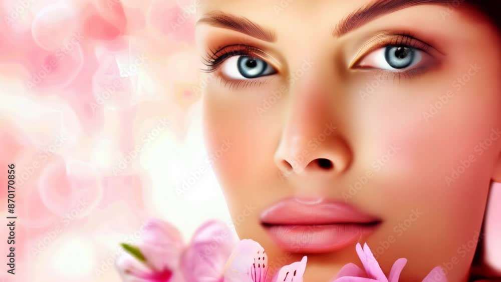 Woman with flowers and soft skin Woman with flowers and soft skin