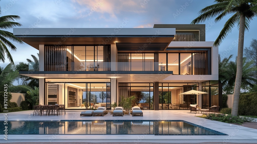 Fototapeta premium A Modern Pool Villa.