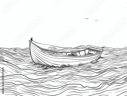 Tranquil Amidst the Tempest: Navigating Turbulence with Resilience in a Minimalist Line Drawing