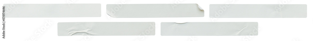 A set of white rectangular paper sticker label isolated on white background. A set of white rectangular paper sticker label isolated on white background.
