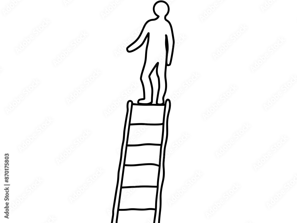 One Line Ladder to Safety: A Symbol of Hope and Escape in Minimalist Black and White One Line Ladder to Safety: A Symbol of Hope and Escape in Minimalist Black and White