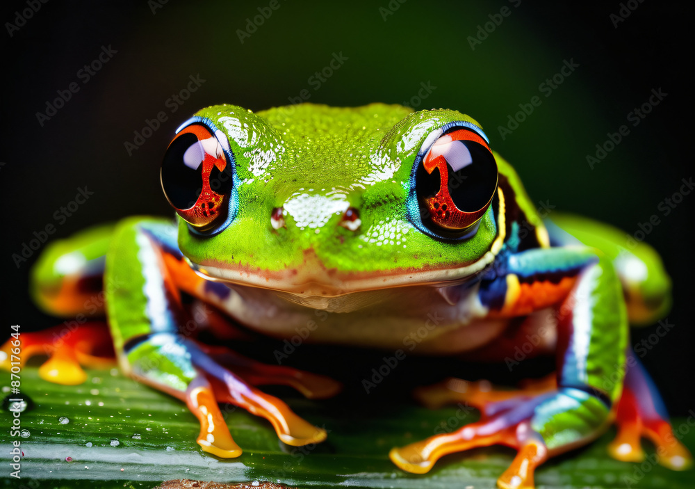 Fototapeta premium red-eye tree frog Agalychnis callidryas. Generative AI. 