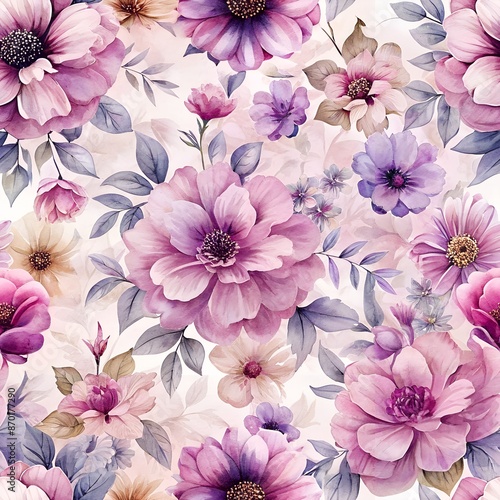 Floral Pattern Seamless Wallpaper Background. Perfect for: Spring-themed designs, weddings, elegance, beauty, romance