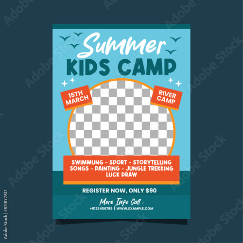 Summer kids camp flyer or poster template design