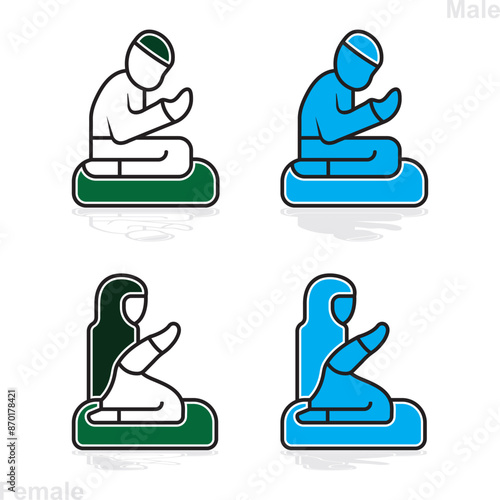 prayer icon, muslim prayer icon,man and female prayer icon