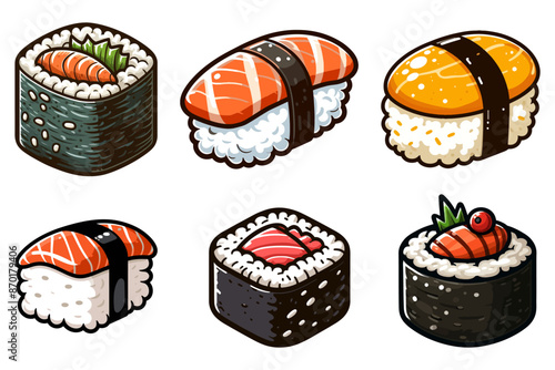 Set of sushi vector illustration