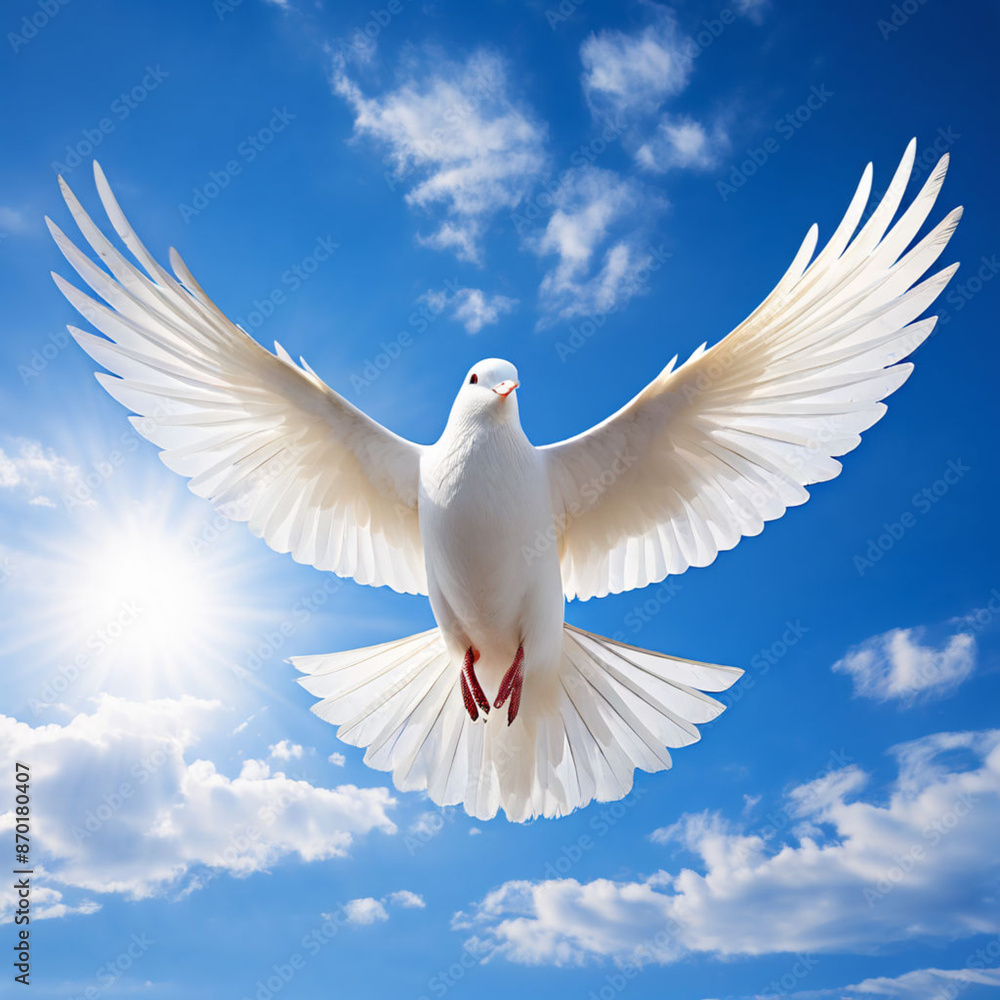 Obraz premium white dove flying in the sky