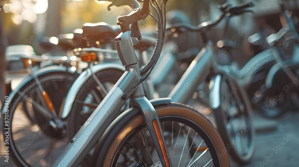 Electric bicycles in a bike-sharing program. Electric bicycles in a bike-sharing program.