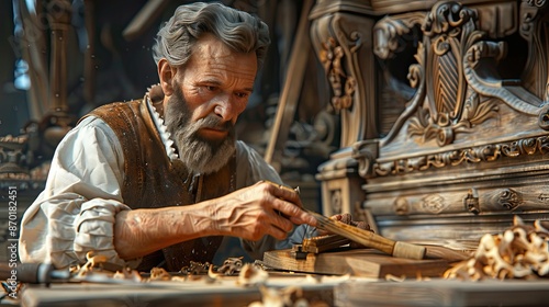 Wallpaper Mural A Carpenter Working on a Delicate Piece of Wood Torontodigital.ca