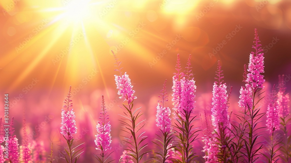 Naklejka premium Dreamy and enchanting background with pink tulips,Greeting card,copy space.