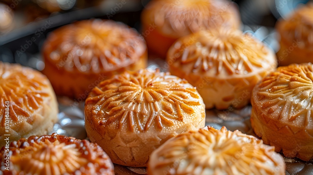 A selection of freshly baked pastries on a serving tray. A selection of freshly baked pastries on a serving tray.