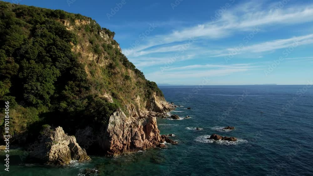 Wild and Beautiful Rocky Ionian Coastline with Cliffs Reflecting in Turquoise Sea, Treacherous Cape for Ships Wild and Beautiful Rocky Ionian Coastline with Cliffs Reflecting in Turquoise Sea, Treacherous Cape for Ships