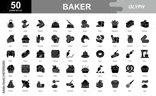 Baker equiment icon set