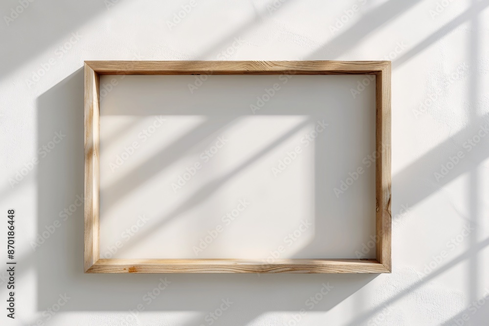 a wooden frame on a white wall a wooden frame on a white wall
