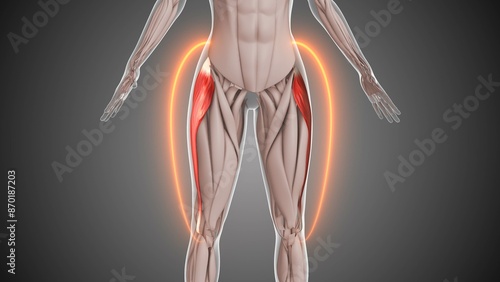 Animation of the tensor fasciae latae thigh muscles