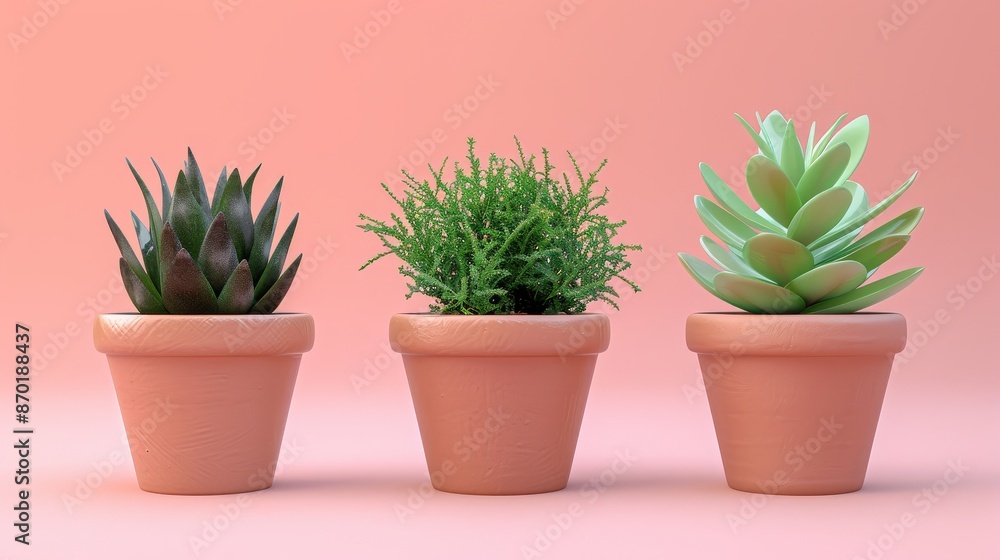 Small plant in a pot, minimalist 3d render Small plant in a pot, minimalist 3d render