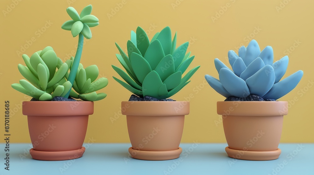 Small plant in a pot, minimalist 3d render Small plant in a pot, minimalist 3d render