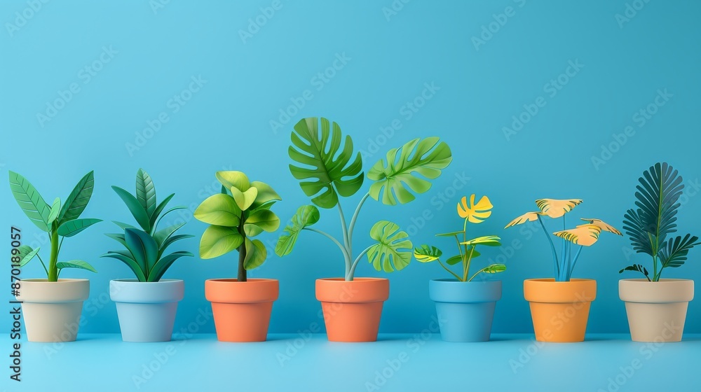 custom made wallpaper toronto digitalSmall plant in a pot, minimalist 3d render