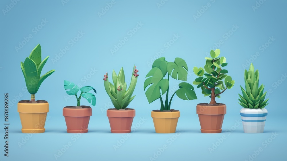 Small plant in a pot, minimalist 3d render Small plant in a pot, minimalist 3d render