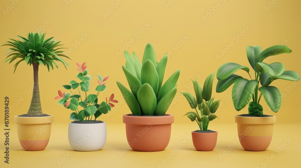 Obraz premium Small plant in a pot, minimalist 3d render