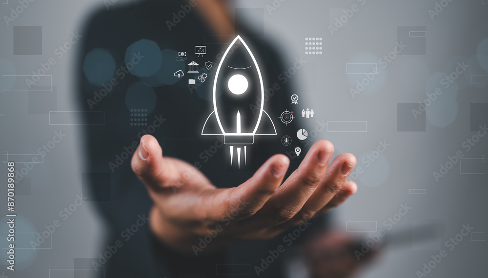 Businessman holding graphic with business goal and target icon, corporate development and global business leadership, success, strategy, prospects, sustainable goals. Ideas in business, inspiration Businessman holding graphic with business goal and target icon, corporate development and global business leadership, success, strategy, prospects, sustainable goals. Ideas in business, inspiration