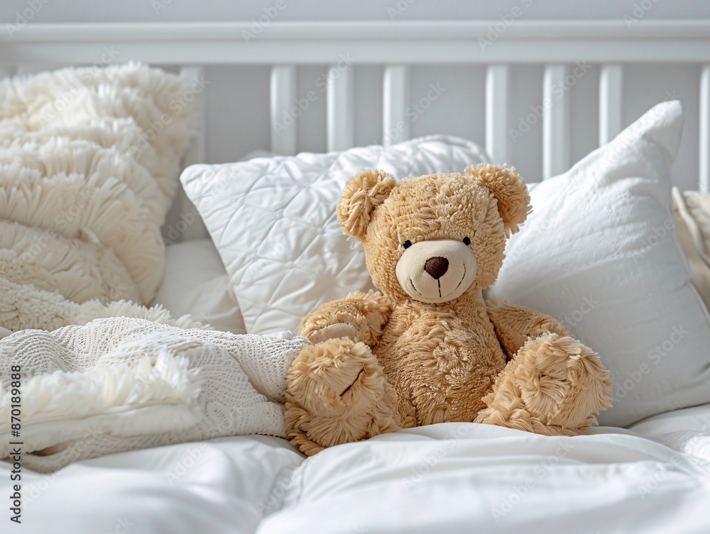 a teddy bear on a bed a teddy bear on a bed
