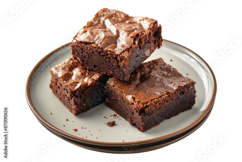 Wallpaper Mural Chocolate brownies in a plate isolated on transparent background Torontodigital.ca