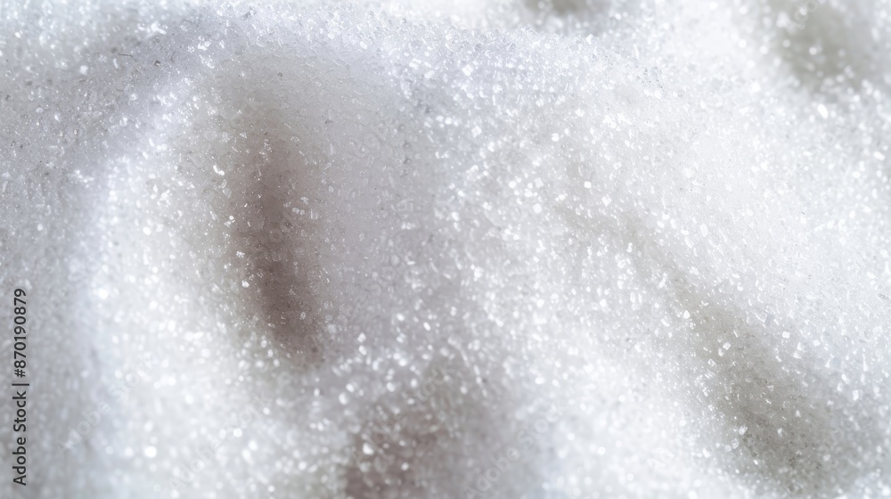 Close-up of fine white sugar, isolated background, detailed crystal structure, clean and simplistic Close-up of fine white sugar, isolated background, detailed crystal structure, clean and simplistic