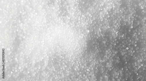 Close-up of fine white sugar, isolated background, detailed crystal structure, clean and simplistic