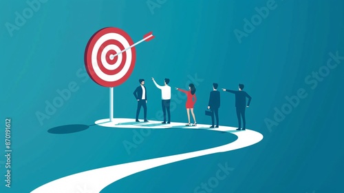 a group of people standing in front of a target