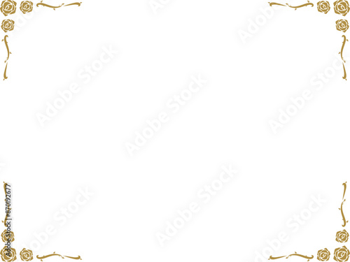 アンティーク/バラ/コーナー/角/フレーム/ゴールド/イラスト/素材