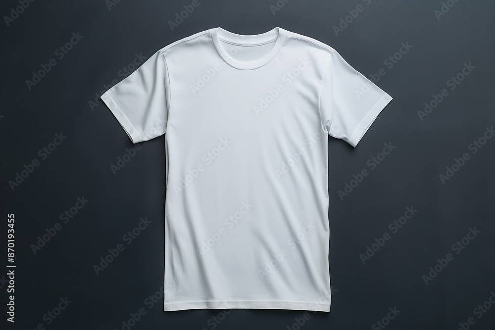 Plain White T-Shirt Flat Lay on Dark Background for Mockup Design Plain White T-Shirt Flat Lay on Dark Background for Mockup Design