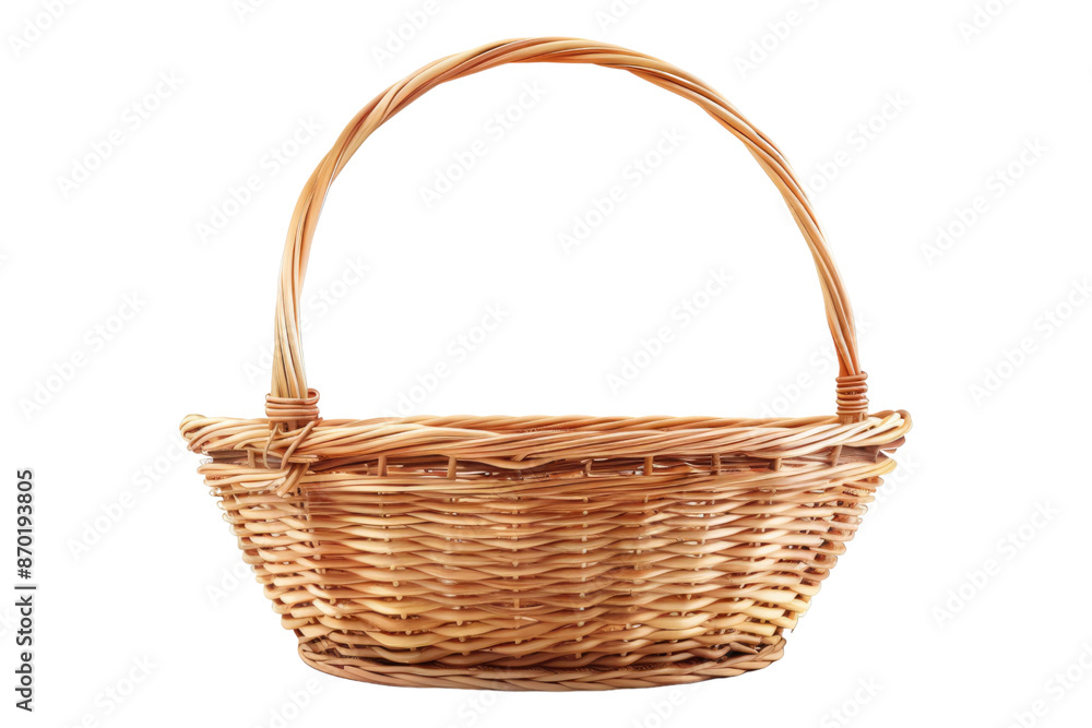 Empty wicker basket isolated on transparent background Empty wicker basket isolated on transparent background