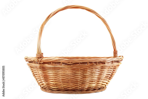 Empty wicker basket isolated on transparent background