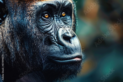 a close up of a gorilla's face © Roxana