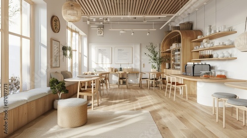 Modern Cafe Interior Design With Wooden Accents